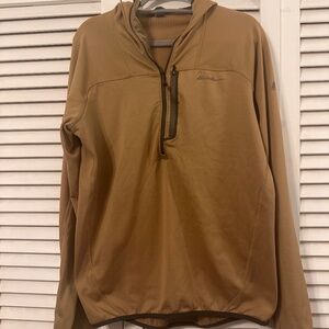 Men's High Route Grid Fleece 1/2-Zip Hoodie- SIZE MEDIUM TALL- Light brown/khaki